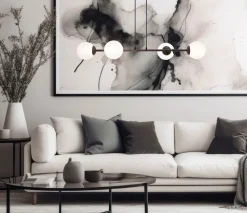 Große Hängelampe blendarm Glas Metall 85 cm E27 Schwarz