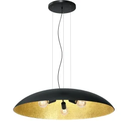 Große Hängelampe Stoff E27 Schwarz Gold Ø100 cm rund