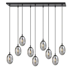 Große Hängeleuchte Glas Schirme9x E14 100 cm dekorativ