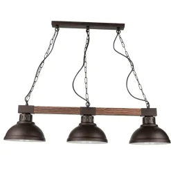 Große Hängeleuchte 3xE27 L:72cm Echt Holz HAKON