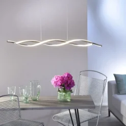 Große LED Hängelampe in Stahl 110 cm 3000 K dimmbar