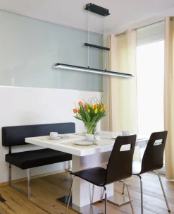 Große LED Hängelampe Metall Glas Touch Dimmer Schwarz