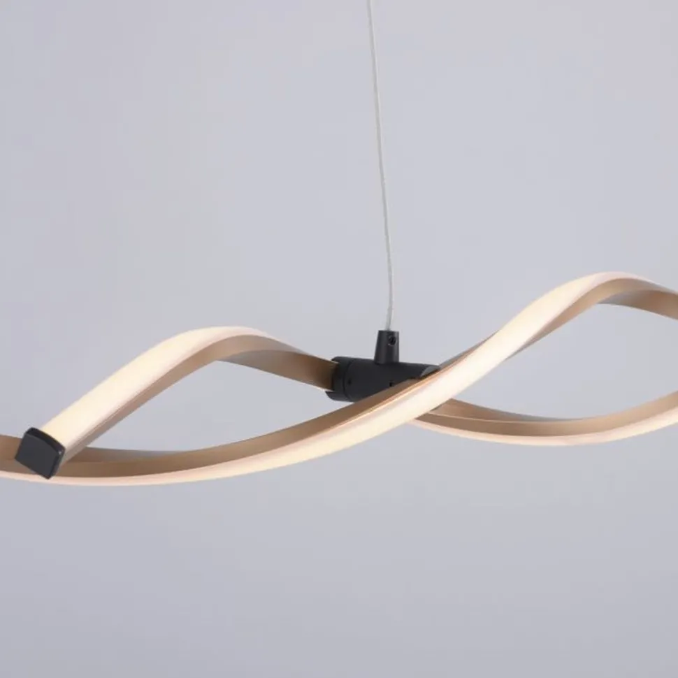 Große LED Hängelampe Schwarz Gold 105 cm 3000 K dimmbar