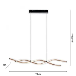 Große LED Hängelampe Schwarz Gold 105 cm 3000 K dimmbar