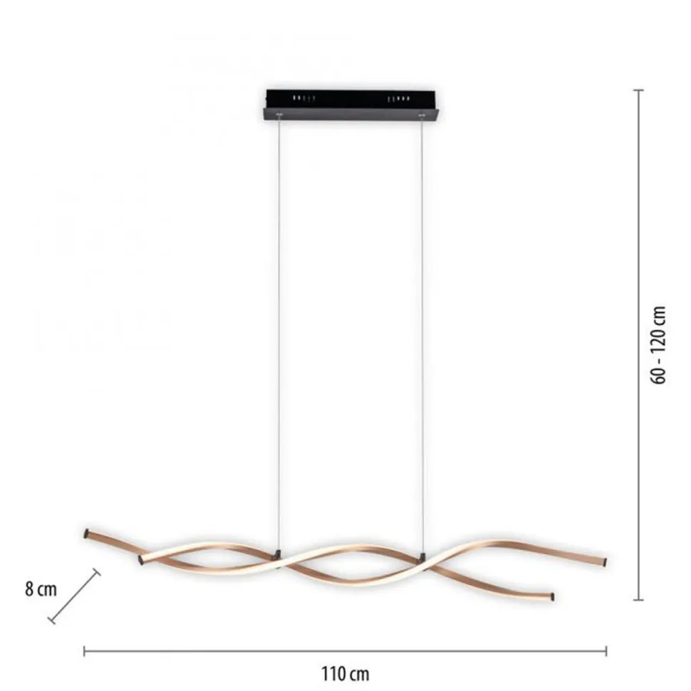 Große LED Hängelampe Schwarz Gold 105 cm 3000 K dimmbar