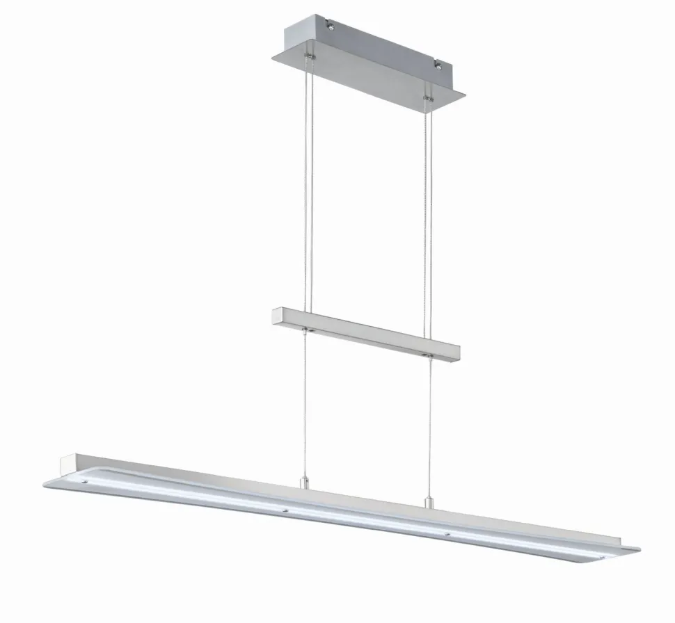 Große LED Hängeleuchte Metall Glas Touch Dimmer Nickel