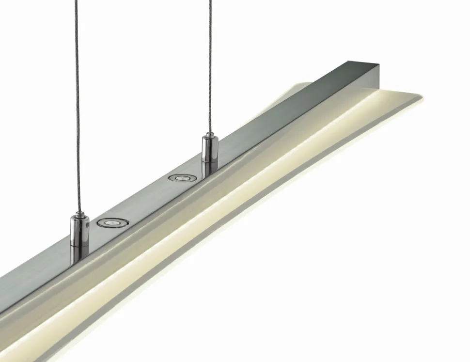 Große LED Hängeleuchte Metall Glas Touch Dimmer Nickel