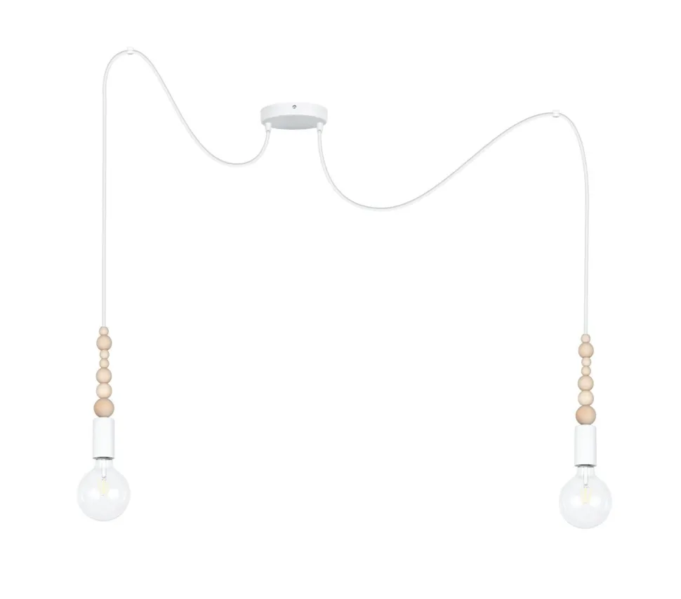 Große Spider Pendelleuchte Holz Metall E27 400 cm Weiß