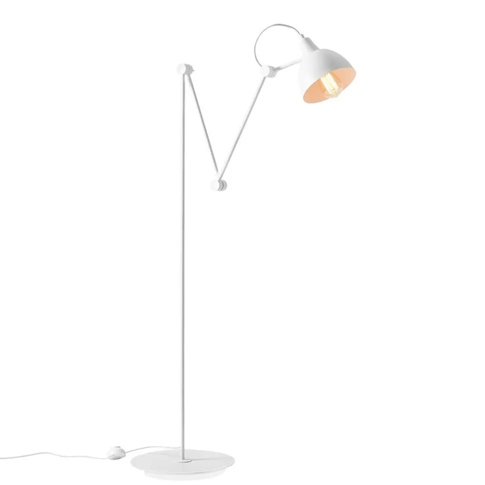 Große Stehlampe Weiß Metall 233 cm E27 Leselicht