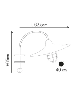 Große Wandlampe außen Messing Glas E27 IP54 H: 65 cm