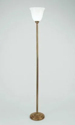 Großer Deckenfluter Glas Berliner Messing E27 181 cm