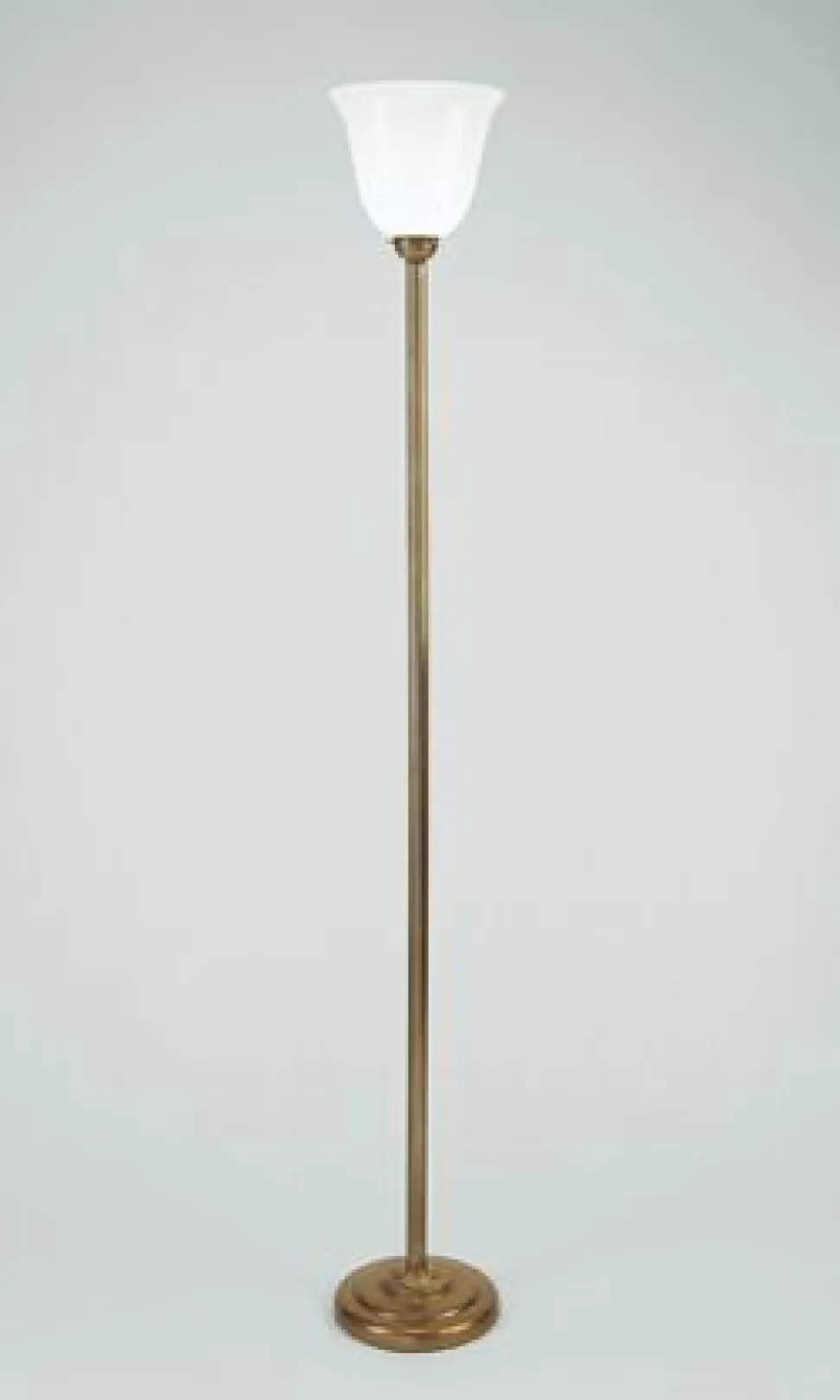 Großer Deckenfluter Glas Berliner Messing E27 181 cm