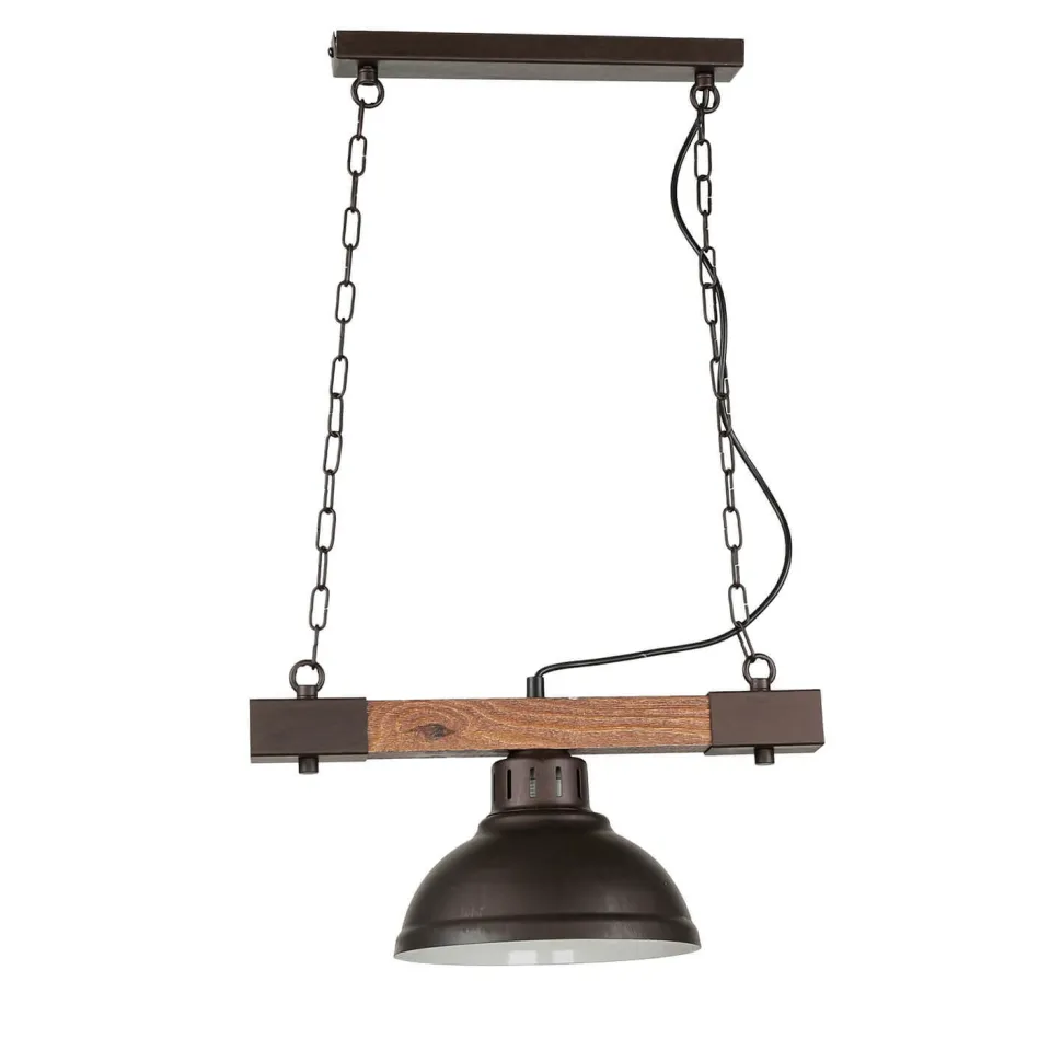 HAKON Lampe hängend Echt Holz Braun Metall Vintage