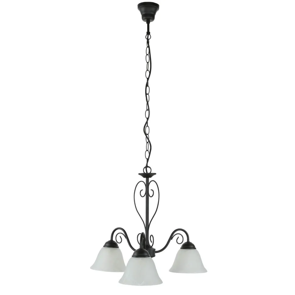 Höhenverstellbare Hängeleuchte mit Glasschirm rustikal in Weiß