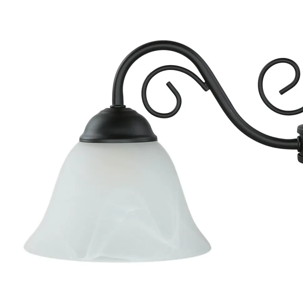 Höhenverstellbare Hängeleuchte mit Glasschirm rustikal in Weiß