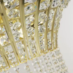 Hängelampe Art Déco Ø 60 cm Kristall Metall 8x G9 in Messing