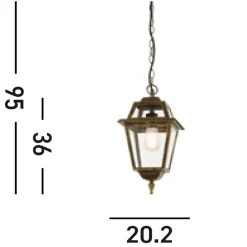 Hängelampe Außen Aluminium Glas B:20,2 cm E27 Vintage