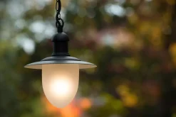 Hängelampe außen Metall Glas Schwarz IP44 Balkon