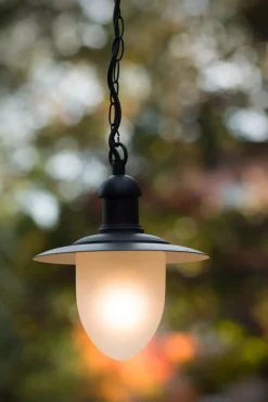 Hängelampe außen Metall Glas Schwarz IP44 Balkon