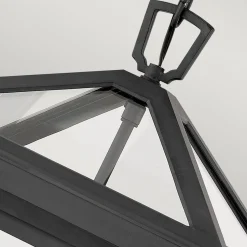 Hängelampe außen Schwarz 30,5 cm breit IP44 E14 Alu Glas