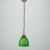 Hängelampe Berliner Messing Glas Grün Schalter Ø15 cm
