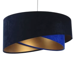 Hängelampe Blau Gold E27 Ø 50 cm Stoff Schirm Veloursoptik