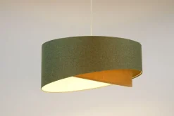 Hängelampe Boho Grün Beige E27 rund Ø 45 cm Stoff Modern