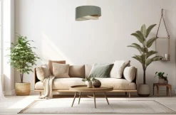 Hängelampe Boho Grün Beige E27 rund Ø 45 cm Stoff Modern