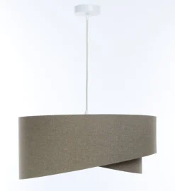 Hängelampe Braun E27 rund D: 45 cm Stoff Schirm Boho