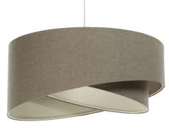 Hängelampe Braun E27 rund D: 45 cm Stoff Schirm Boho