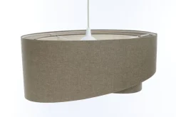 Hängelampe Braun E27 rund D: 45 cm Stoff Schirm Boho