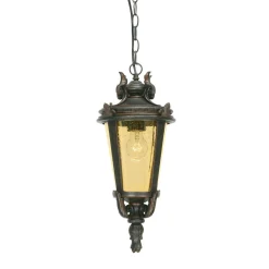 Hängelampe Braun IP44 Stahl Glas außen Vintage