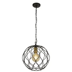 Hängelampe E27 Ø 31,5 cm in Schwarz Gold Metall HOWARD