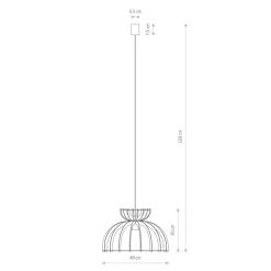 Hängelampe E27 Ø 48 cm Weiß Natur Holz Schirm natürlich