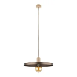 Hängelampe E27 Ø40 cm rund Sandgrau Braun Vintage