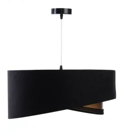 Hängelampe E27 rund Ø 50 cm Schwarz Gold Stoff Spitze Modern