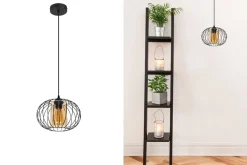 Hängelampe E27 rund Ø25 cm Schwarz Honig blendarm Retro