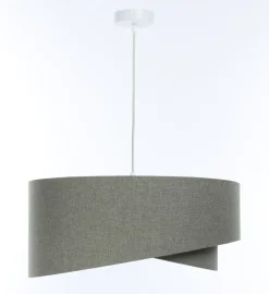 Hängelampe E27 rund D: 40 cm in Grün Stoff Modern