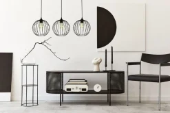 Hängelampe E27 Schwarz Metall 3-flammig L:70 cm Draht