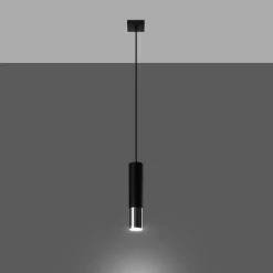 Hängelampe EDYTH Schwarz Chrom Metall Ø 5 cm schmal GU10