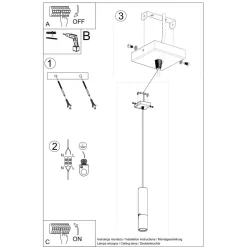 Hängelampe EDYTH Schwarz Chrom Metall Ø 5 cm schmal GU10