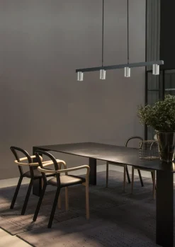 Hängelampe ELSIE Metall 100 cm breit Schwarz Nickel