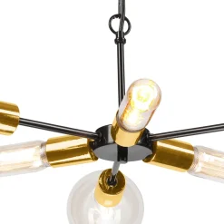 Hängelampe Esstisch Metall in Schwarz Gold Retro