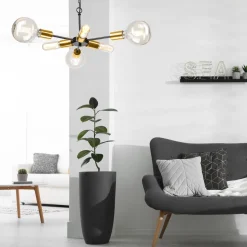 Hängelampe Esstisch Metall in Schwarz Gold Retro