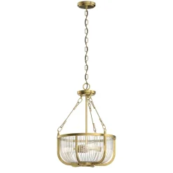 Hängelampe Esszimmer Metall Glas E27 Ø 40,6 cm in Messing