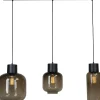 Hängelampe 3-flammig 100 cm breit Rauchglas Metall