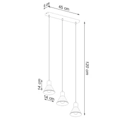 Hängelampe 3-flammig 45 cm lang Retro E27 Metall