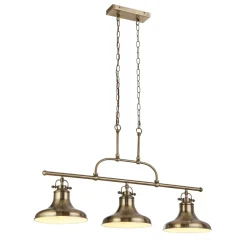 Hängelampe 3-flammig E27 B: 96 cm in Messing Antik Vintage