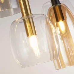 Hängelampe 6-flammig E14 B: 95 cm Glas Metall Vintage