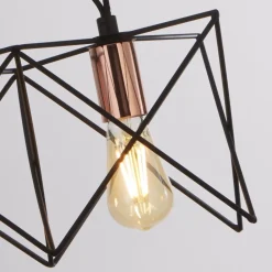 Hängelampe 3-flammig E27 in Schwarz Kupfer B: 55 cm